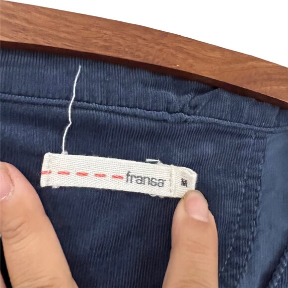 Fransa Blue Corduroy Buckle Detail Asymmetric Bottom Dress Size Medium - Picture 5 of 6